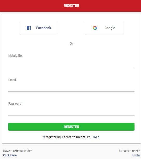 Register on Dream11