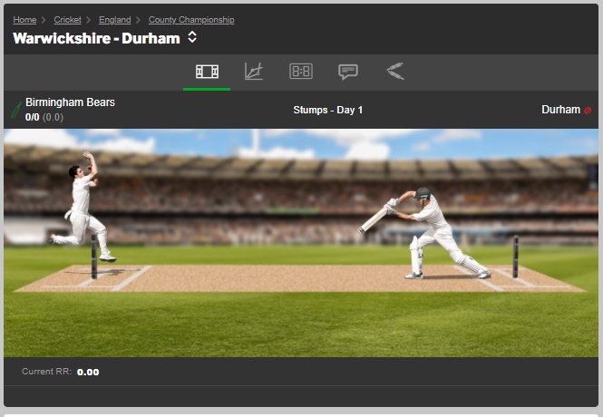 Warwickshire vs Durham Betway Screenshot