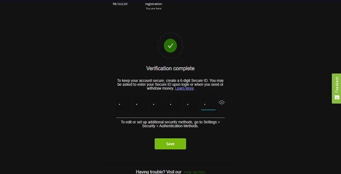 NETELLER registration completion screen