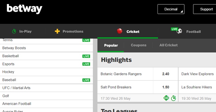 Betway screenshot