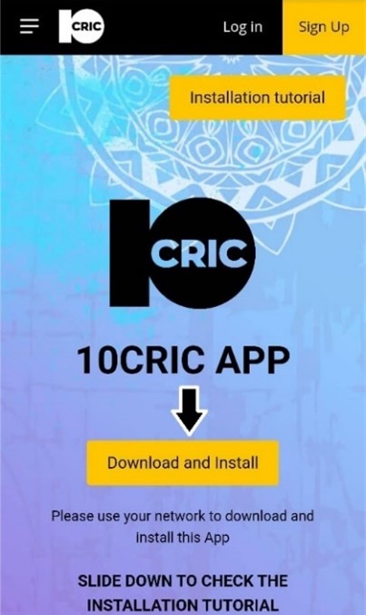 Download and install screen on 10CRIC App