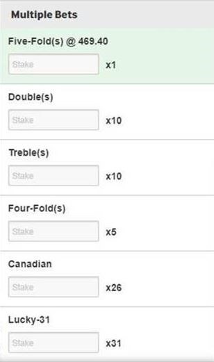 A screenshot of an accumulator bet