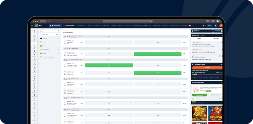 20bet cricket market