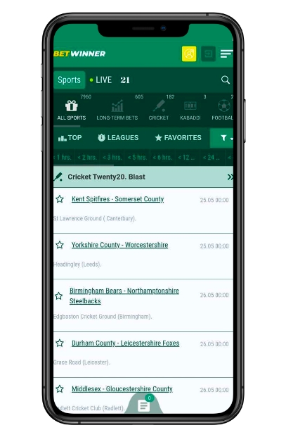 Betwinner app on mobile
