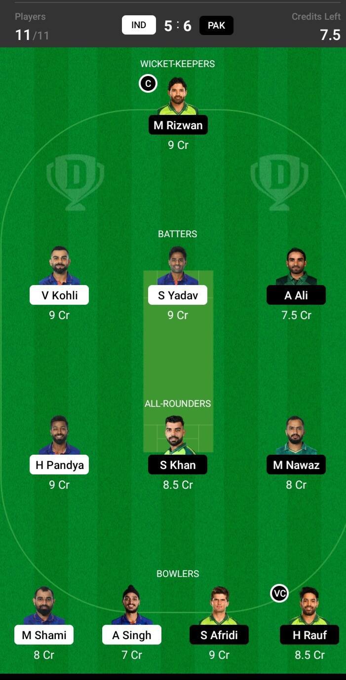 Dream-11-lineup-ind-vs-pak