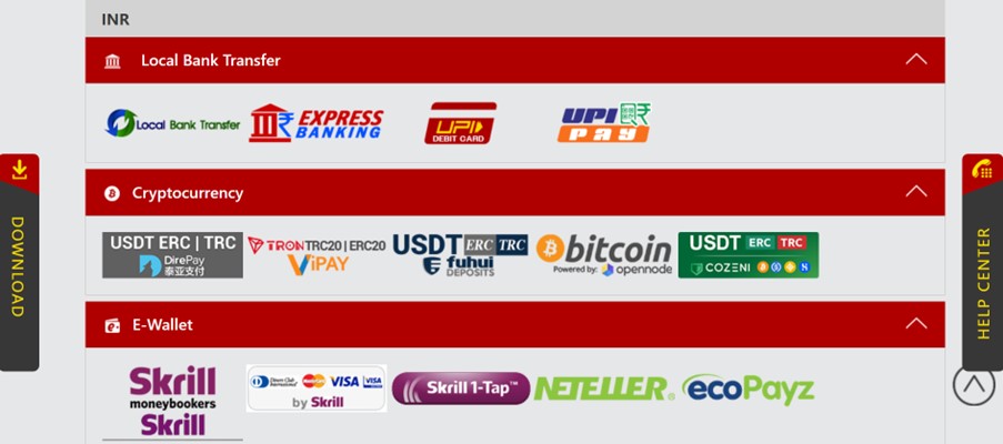 dafabet payment methods