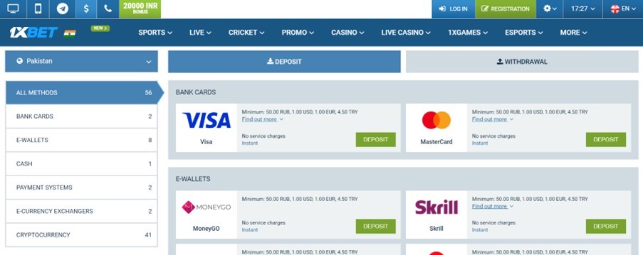 1xBet-deposit-withdrawal-methods