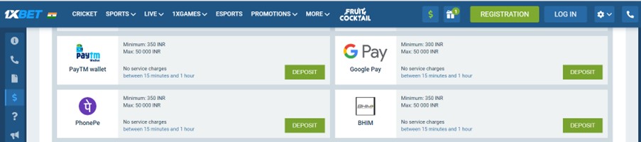 1xbet payment methods