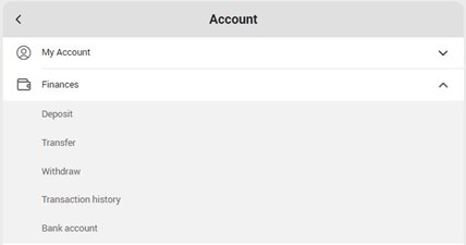 Finances under Account on Fun88 Website