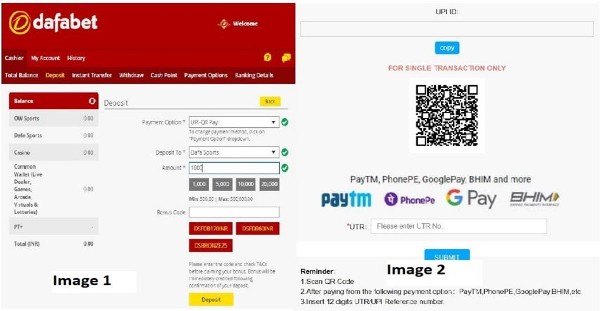 Dafabet Payment methods