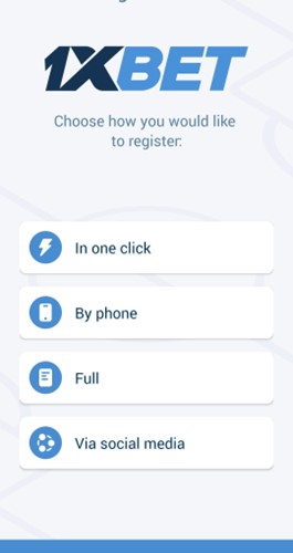 1xbet app registration options