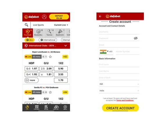 Creating account on Dafabet App