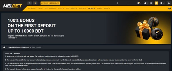 Welcome offer on melbet website