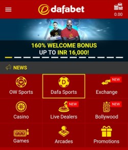 A screenshot of the welcome offer available on dafabet mobile app