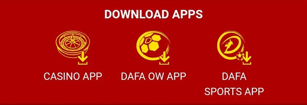 A screenshot showing the app download buttons for Dafabet