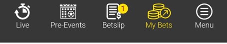 A screenshot showing my bets on dafabet mobile app