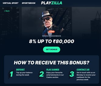 Weekly Cashback on Playzilla