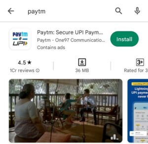 A screenshot of Paytm app on google playstore