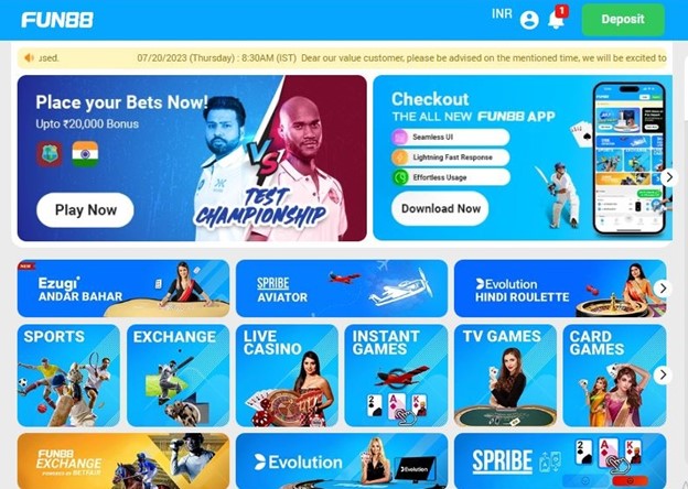 A screenshot of Fun88 Homepage
