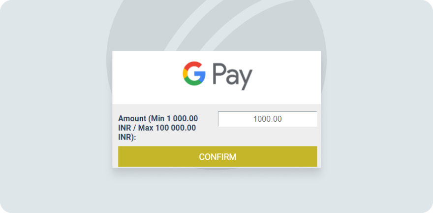 A screenshot of Googlepay deposit screen