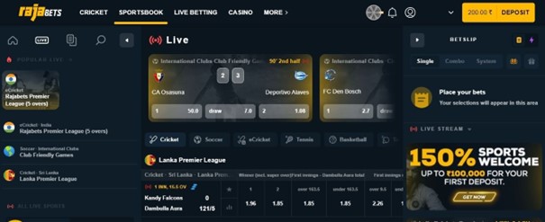 Live cricket matches on Rajabets