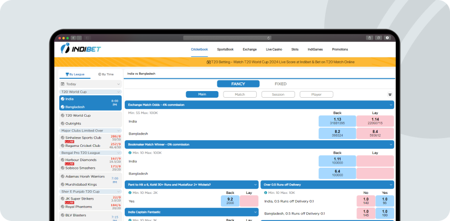 indibet cricket betting exchange