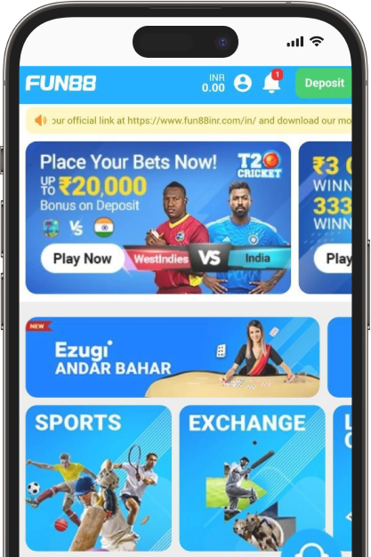 Fun88 mobile app showing the welcome offer available