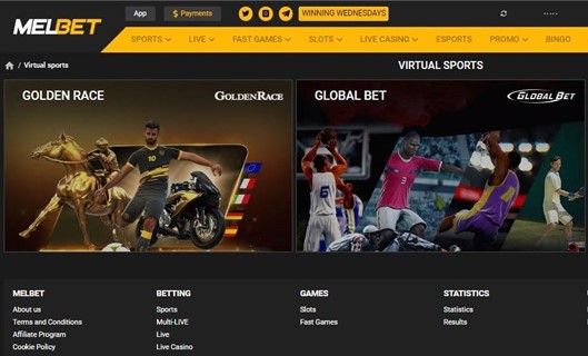 A screenshot of virtual sports on Melbet