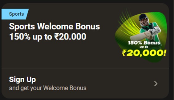 A screenshot of Parimatch Welcome offer