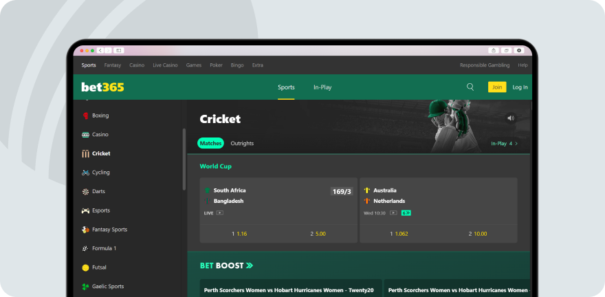 bet365 cricket market