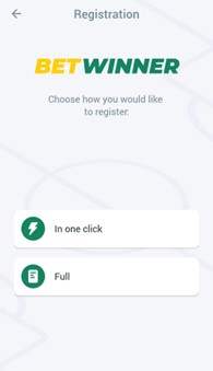 A screenshot taken from betwinner mobile app, showing the registration screen