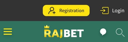 Registration button on rajbet app