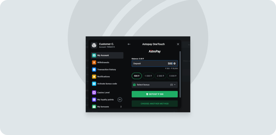 Depositing with Astropay on Leonbet