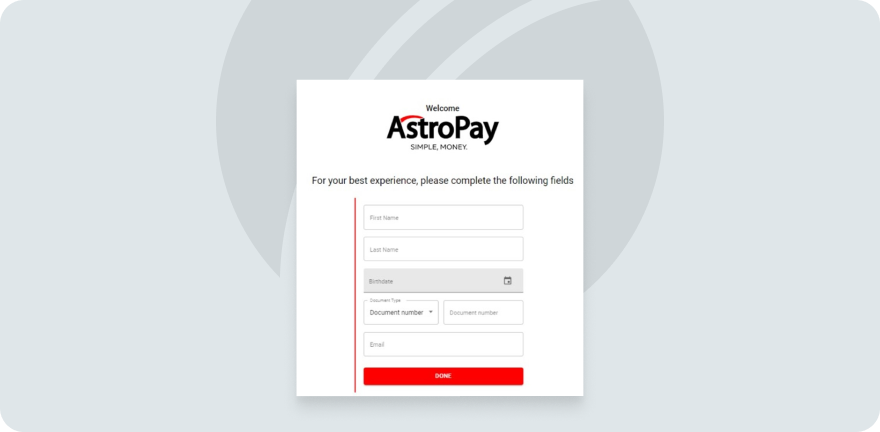 Signing up on astropay