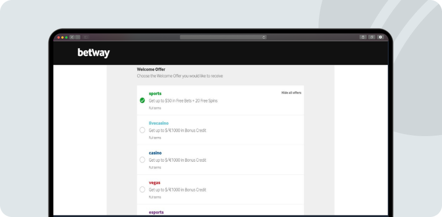 Betway Offers Desktop