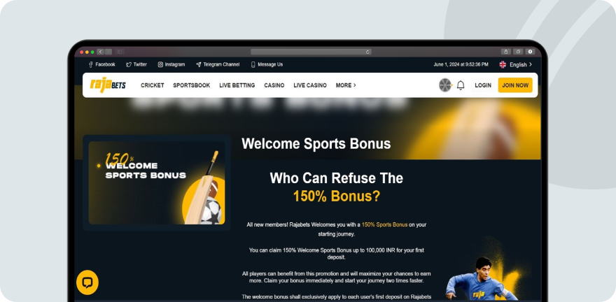 Rajabets Offers Desktop