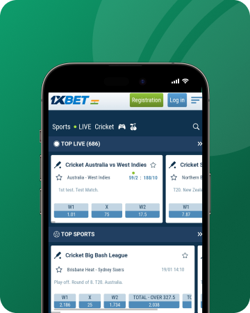 A screenshot of 1xbet mobile app