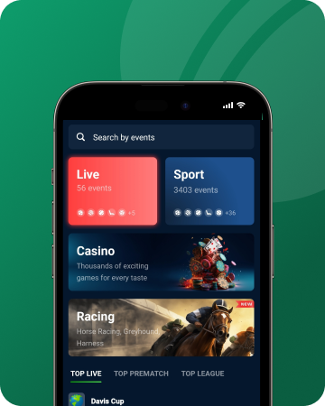 A screenshot of 20bet app