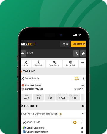 A screenshot of melbet mobile app