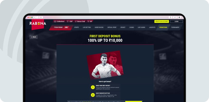 A screenshot of Rabona website