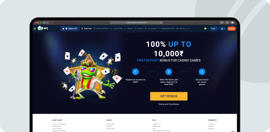 20bet website screenshot