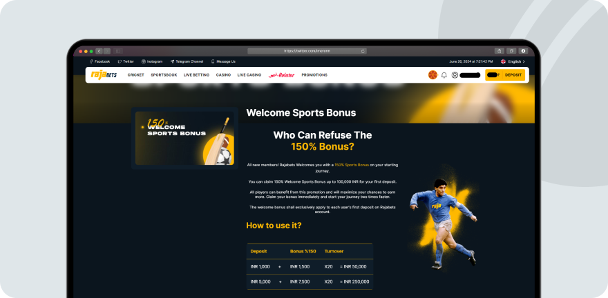 rajabets welcome bonus